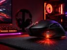 Modern gaming mouse beside a monitor illustrating DPI, sensor tracking, and gaming performance technology
