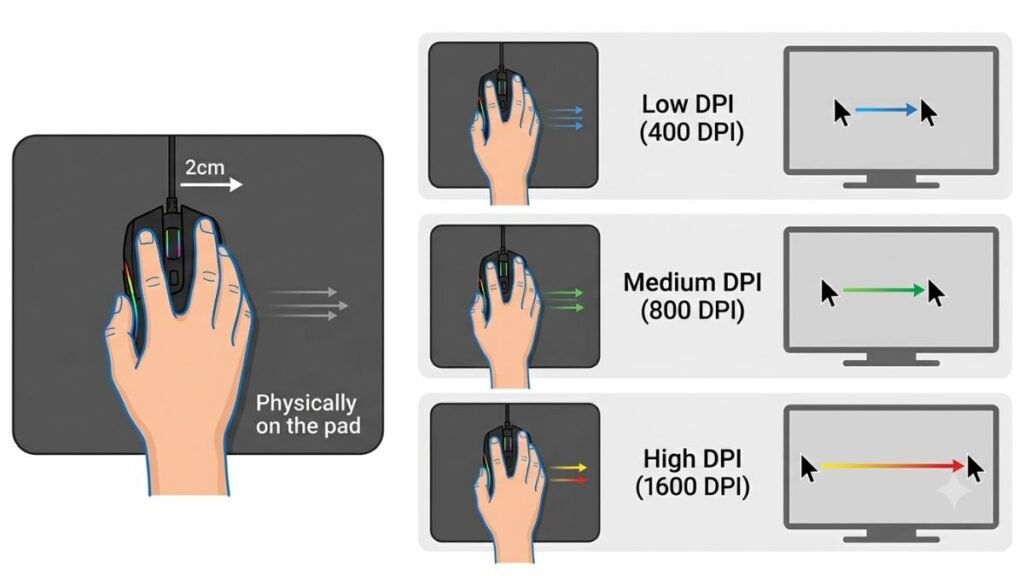 Gaming mouse technology graphic comparing polling frequency and theoretical reporting intervals